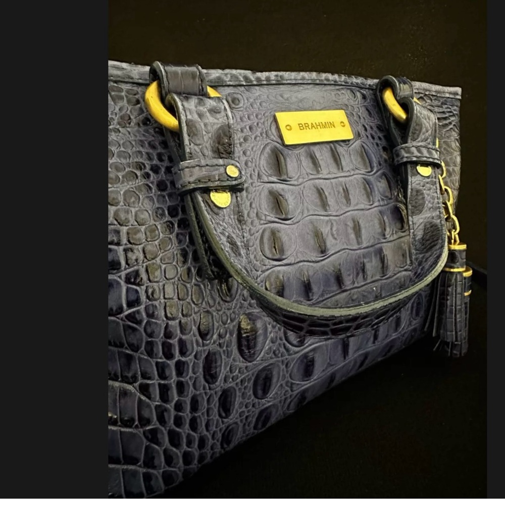 Brahmin Blue Crocodile Embossed Women's Bag